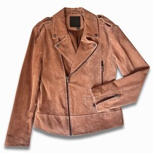 BlankNYC Suede Moto Jacket Men’s Medium Tan Brown Biker Coat Fall Winter EUC